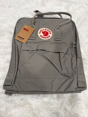 Fjallraven Kånken Backpack in Gray with Red Logo